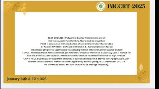 IMCCRT 2025 - 4542 Title - C –Reactive Protein Levels in Polycystic Ovary Syndrome, a Marke