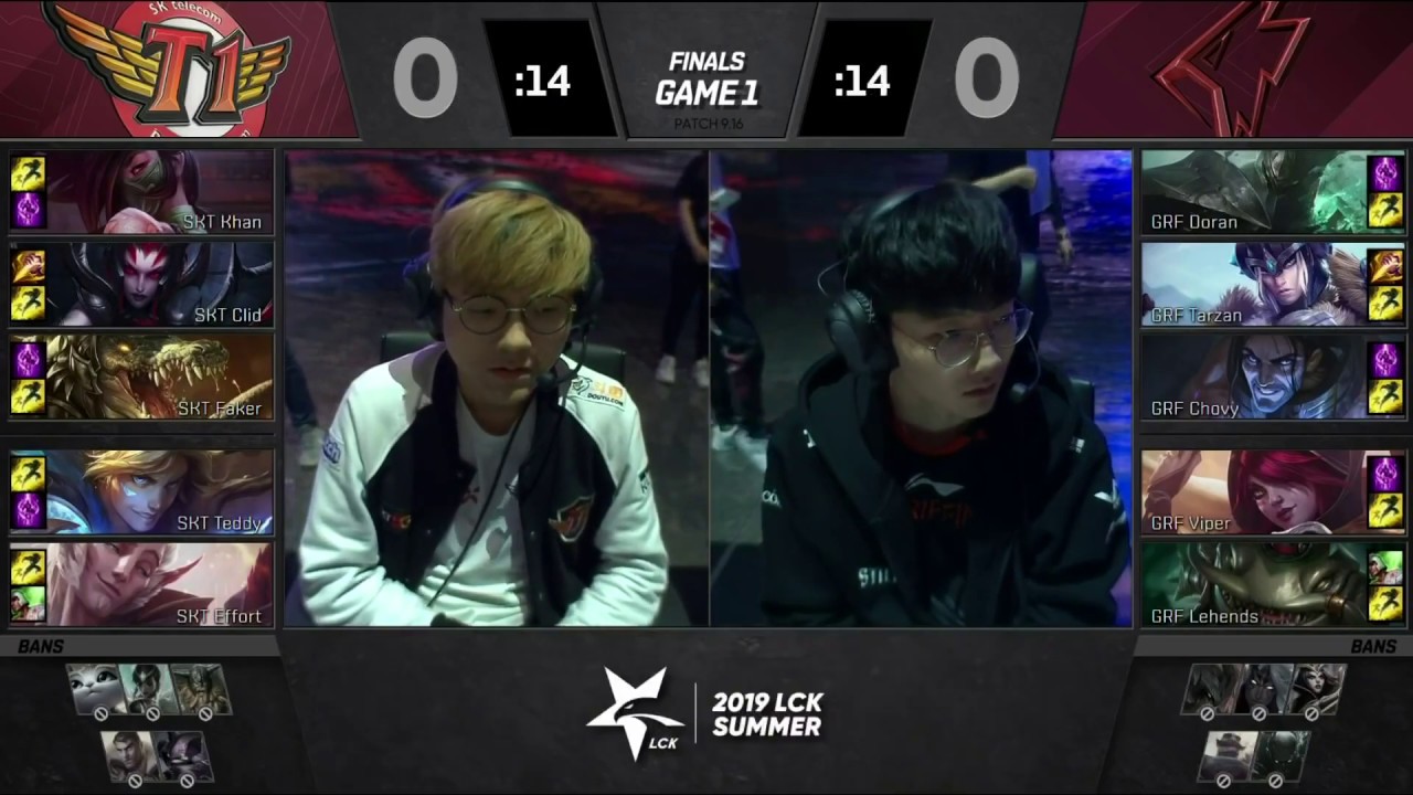 GRF vs SKT Highlights Game 1 LCK Summer 2019 Playoffs | Griffin vs SK Telecom T1