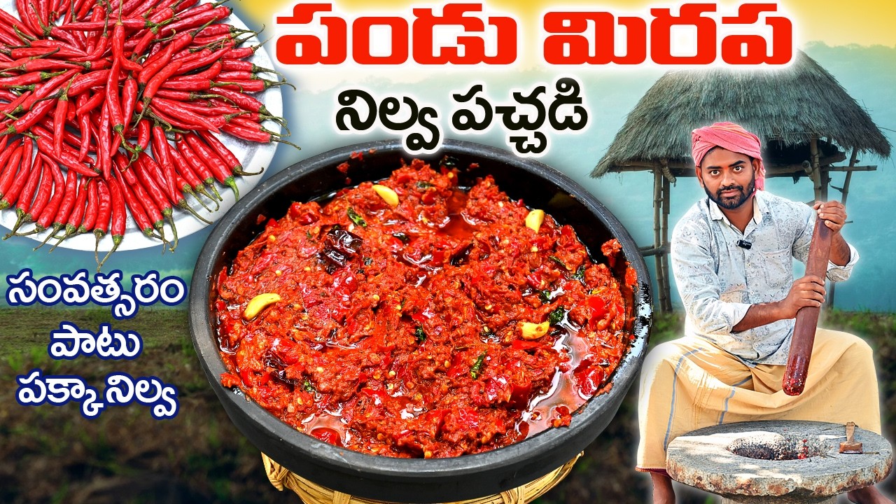పక్కా కొలతలతో పాతకాలం పద్దతిలో సంవత్సరం నిల్వ ఉండే పండు మిరపకాయ పచ్చడి | 1 kg Red Chilli Pickle
