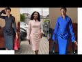 How To Sew this Built Up Neckline Corporate Dress With Rushed Skirt/ Sewing Tutorial