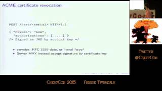 Crikeycon 2015  Fraser Tweedale  Lets Encrypt And The Acme Protocol