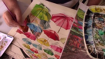 The colorful umbrellas at Caudan waterfront in Port Louis, Mauritius