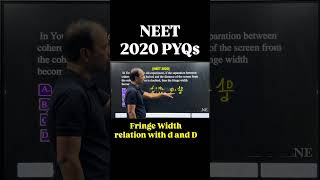 NEET 2020 PYQs | simple formula based question of fringe width | Wave optics in NEET | #neetpyq