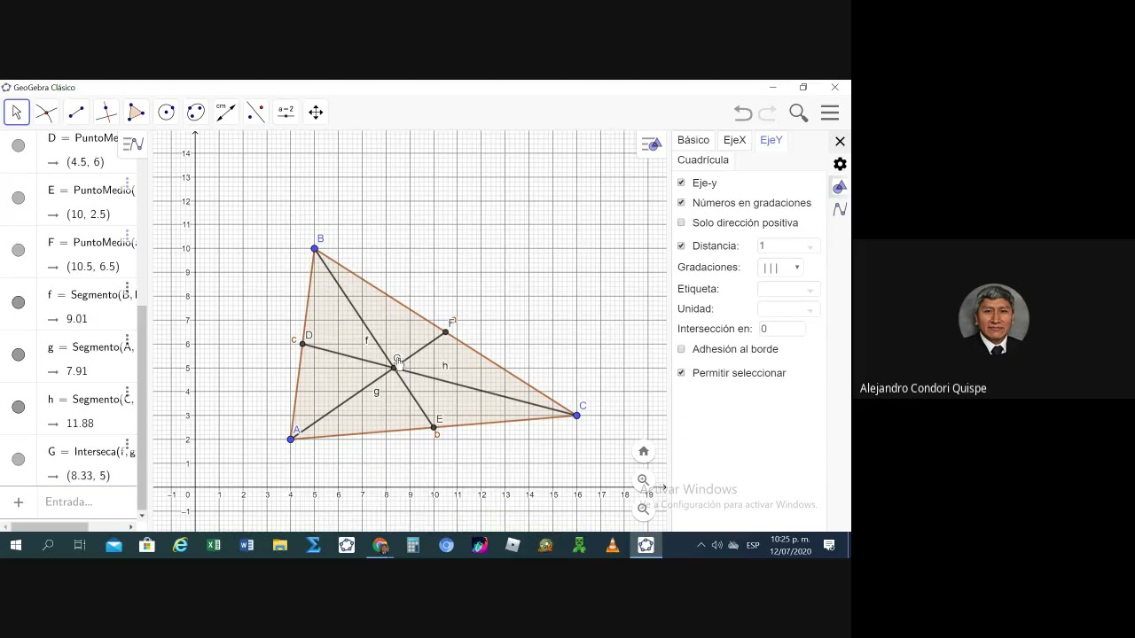 Medianas y baricentro en GeoGebra