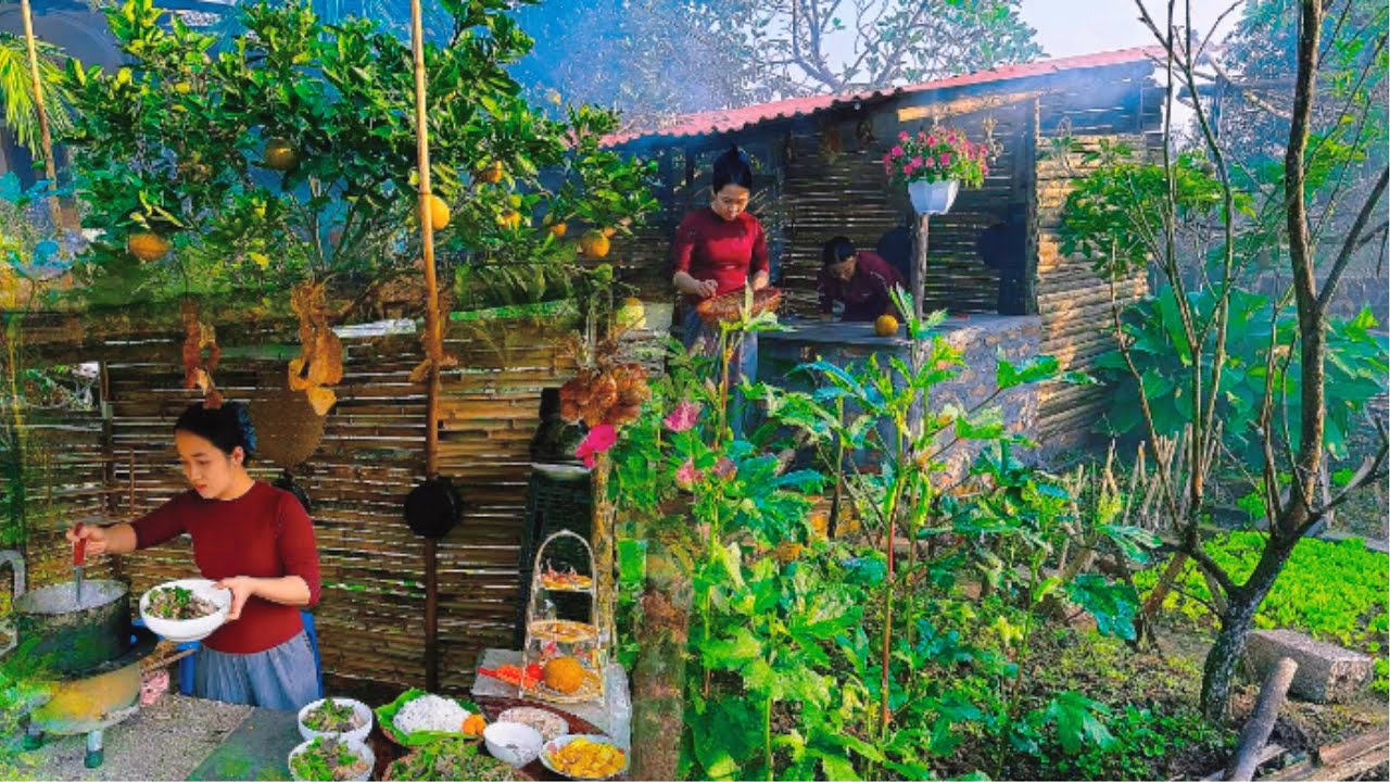 Rural life. My mother catches snails in the fields to cook snail noodle soup.