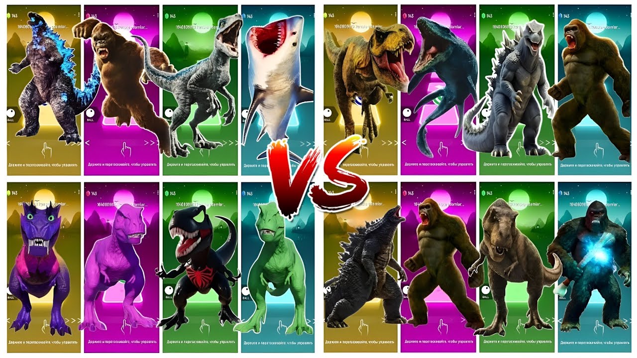 🦖JurassicWorld Godzilla🆚King Kong🆚The Tyranosaurus🆚The King Kong  Coffin Godzilla || TilesHop