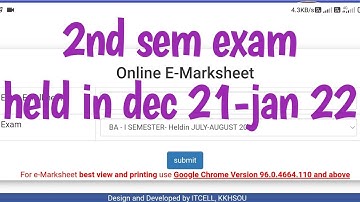 kkhsou // bachelor degree 2nd sem online marksheet download