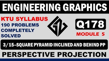 Q178-Perspective Projection-Square Pyramid on Ground Plane-Base edge inclined & behind Picture plane