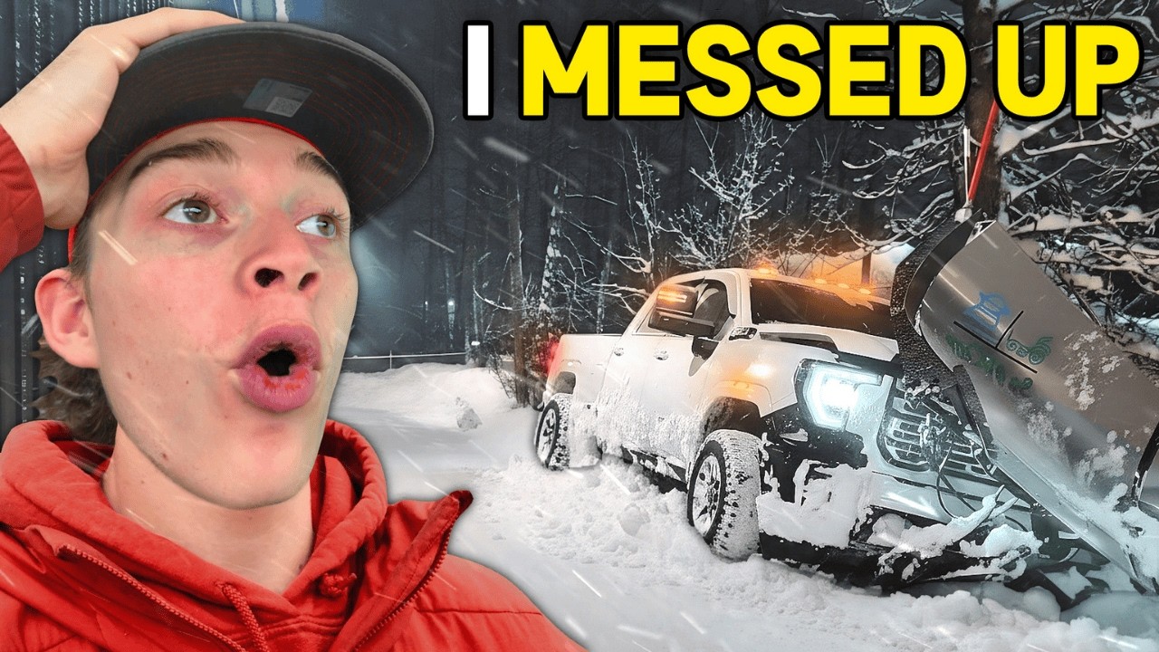 Snow Plowing DISASTER (Stuck in a Ditch)