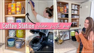 Coffee Station Organization | How to clean a Keurig with Vinegar | Coffee Cabinet Ideas