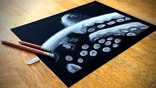 Soft Pastel Drawing | Octopus on Black Paper screenshot 4