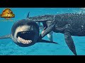 MEGALODON MOSASAURUS vs All Marine Reptiles Sea Dinosaur Monsters Hunt Fight mp3