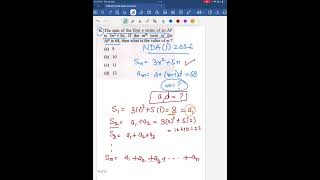 NDA(1)2026,Q6.The sum of the first n terms of an APis 3n2 + 5n. If the mth term of theAP is 68, m=?