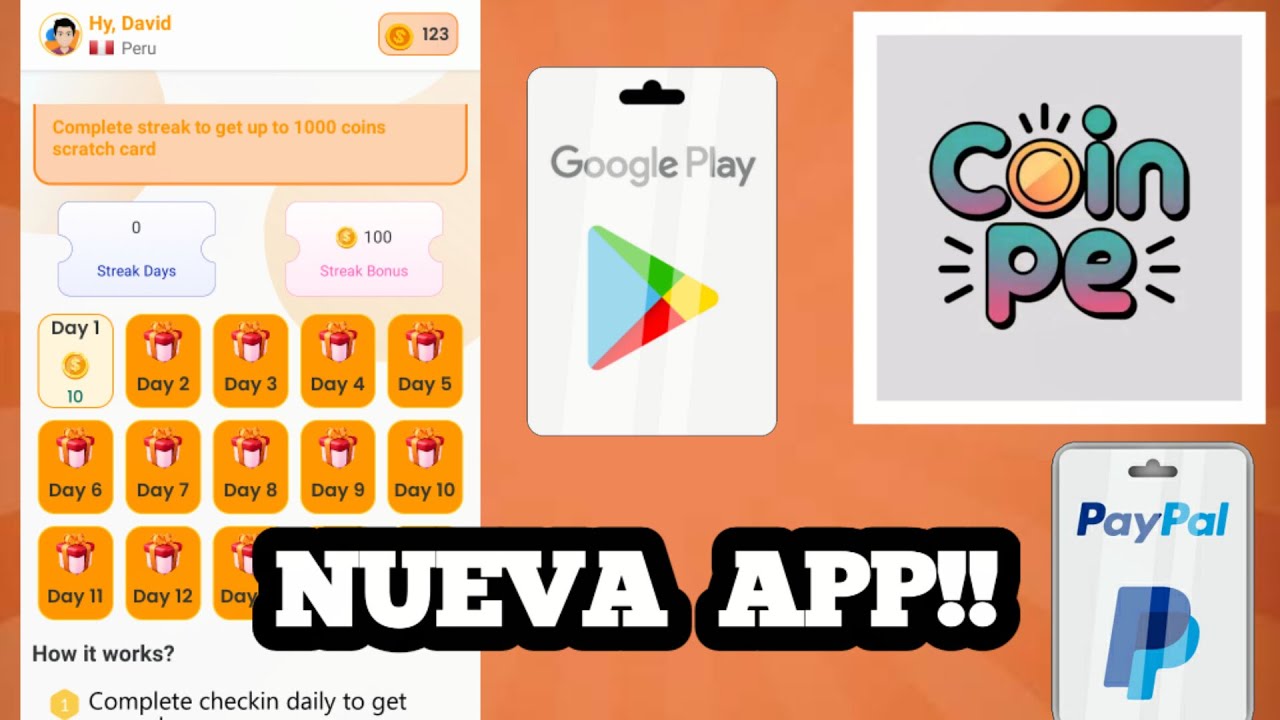 NUEVA APP! 😱 [Coin Pe] Aplicación Para GANAR DINERO a PAYPAL y Tarjetas Google Play 💳