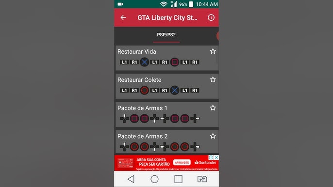 OS CÓDIGOS DO GTA LIBERTY CITY STORIES 