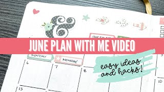 June 2021 Plan with Me || Easy Bullet Journal Ideas with Stickers &amp; Templates