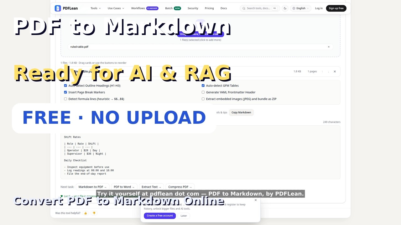 Convert PDF to Markdown Online — Free (for AI & RAG Workflows) - YouTube