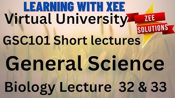 GSC101 General Science Short lecture of lecture 32  & 33 BIOLOGY Virtual University of Pakistan