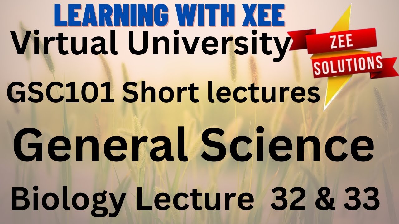 GSC101 General Science Short lecture of lecture 32  & 33 BIOLOGY Virtual University of Pakistan