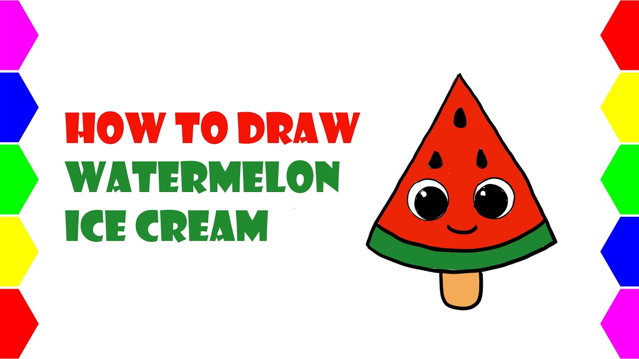 How to draw watermelon ice cream | Easy drawing tutorial for kids and toddlers