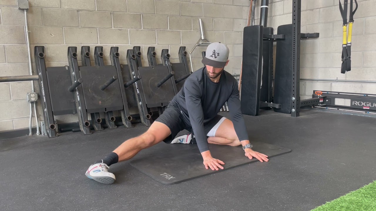 Half-kneeling adductor rockback + hip external rotation