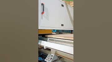 Wooden door automatic side cutting  4-side saw with auto unloading gantry. #factory #woodworking