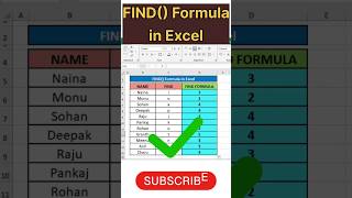 FIND() Formula in Excel#Excel FIND() Function#excelformula#excel#excelshorts#exceltutorial#excelhack