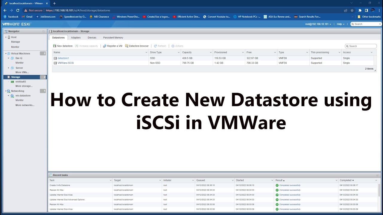 How to create iSCSi Datastore in VMWare - YouTube