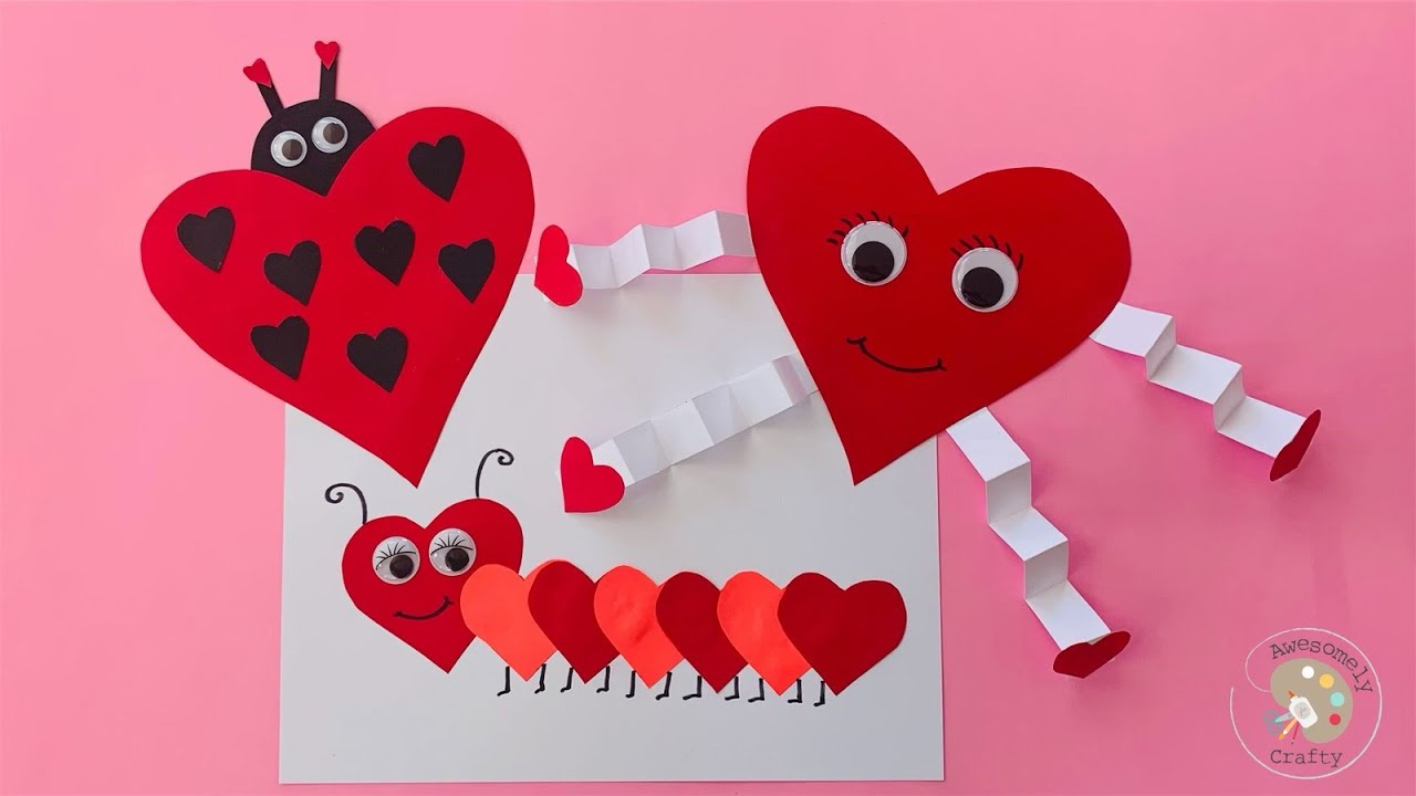 3 Easy Valentine's Crafts, Valentine's Crafts for Kids, Easy Paper Crafts
