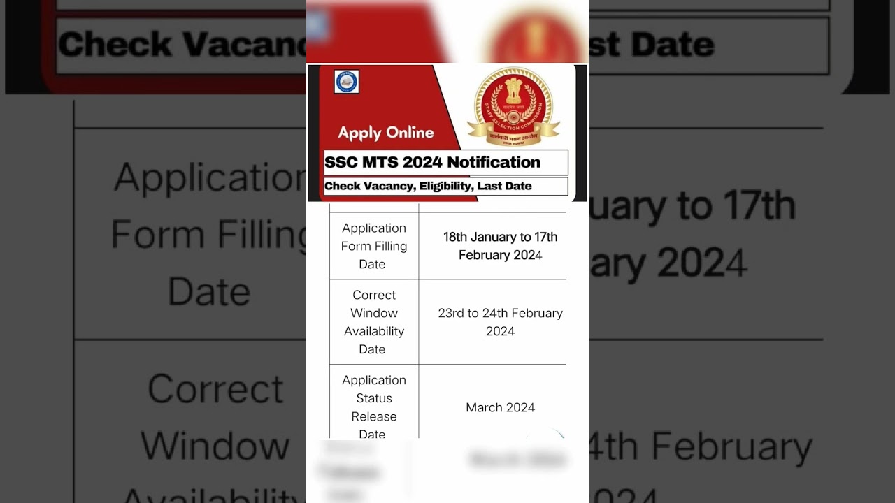 SSC MTS 2024 Notification, Vacancy, Exam Date, Apply Online @ ssc.nic.in