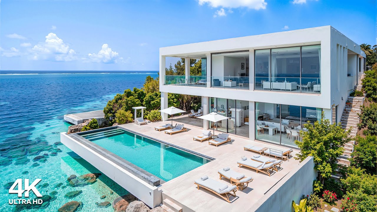 Morning Seaside Villa Ambience with Positive Bossa Nova Jazz & Soft Waves Sound for Good Mood, Relax