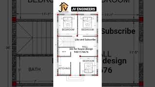 Best 24'x36' House Design with Vastu | 2BHK Modern Home Plan - JV ENGINEERS #homeplan #houseplan