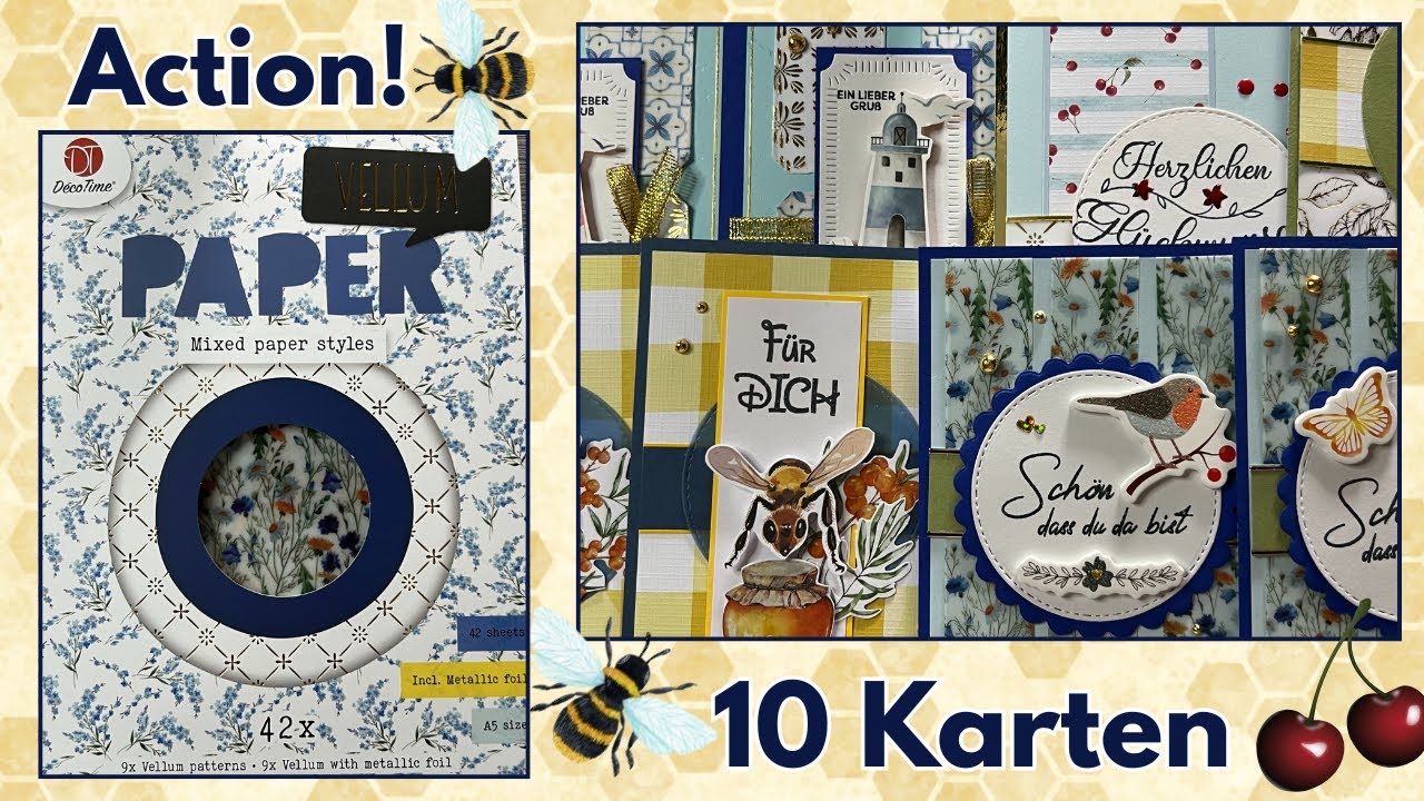 ACTION! 10 Karten mit einem neuen Vellum Block (gold) - YouTube
