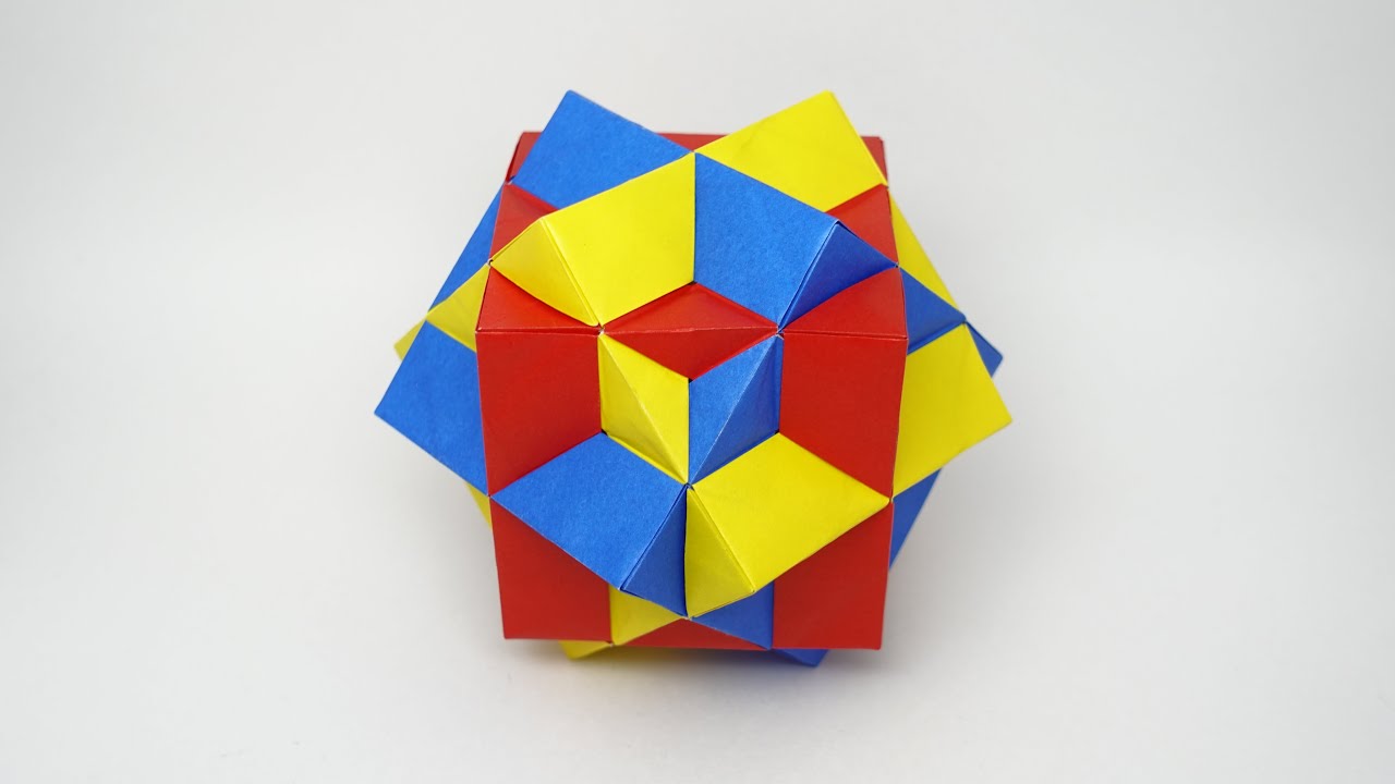多面体折り紙作品 ユニット折り紙】3つの立方体の複合多面体 - YouTube