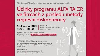 Workshop IDEA: Účinky programu ALFA TA ČR ve firmách z pohledu metody regresní diskontinuity
