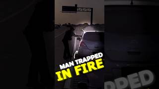Hero Cop Saves Man Trapped in Burning Car! 🔥 #Shorts