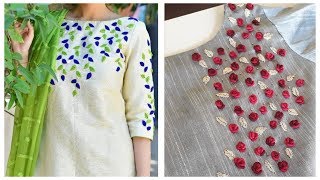 Simple craft ideas for kurti,Decorate plain kurti at home,applique work design for kurtis