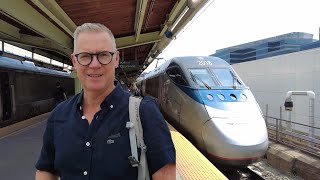 Washington Union Station to Newark Penn Station on Amtrak Acela - Business Class seat.