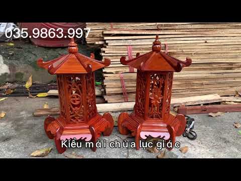 Video Đôi đèn thờ lục năng để bàn thờ gỗ hương cao 41cm - youtube
