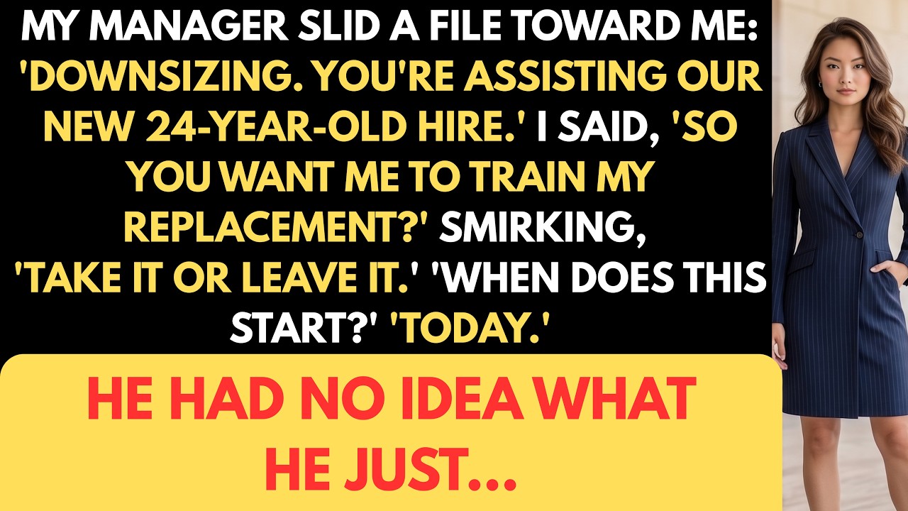 "We're downsizing," my boss said, sliding a manila folder across his desk. "You'll be assisting our new hire. Twenty-four years old, fresh perspective." After twelve years of building their entire...