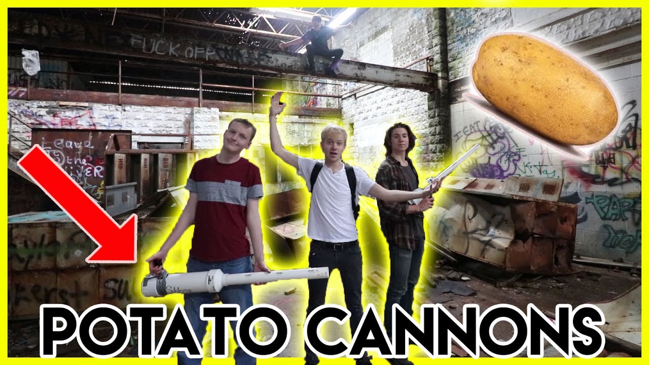 SHOOTING POTATO CANNONS IN ABANDONED WAREHOUSE (illegal) YouTube