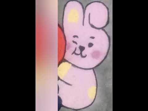 BTS BT21! BT21 Tata And BT21 Cooky Together! BTS Rangoli Kolam ...