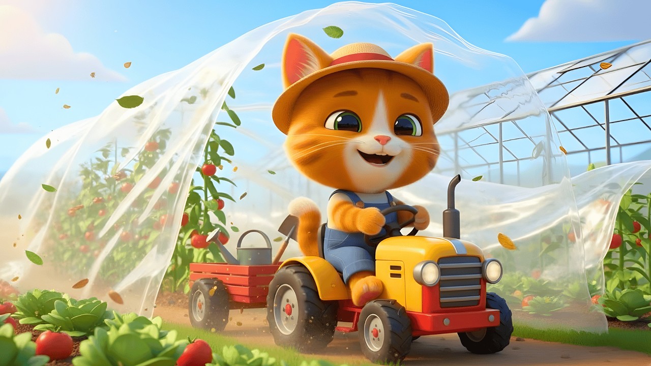 Mama Cat Trims Fur on the Farm and Take Care For Animals At Farm