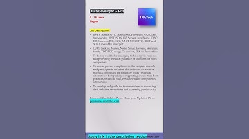 HCL | Java Developer | Nagpur | Full Stack, Springboot, Jenkins, Maven, Sonar #shorts #ytshorts