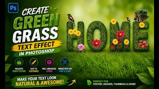 Green Grass Text Effect in Photoshop | Create Realistic Nature Typography