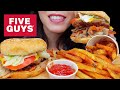 ASMR FIVE GUYS BACON CHEESEBURGER + CAJUN FRIES MUKBANG