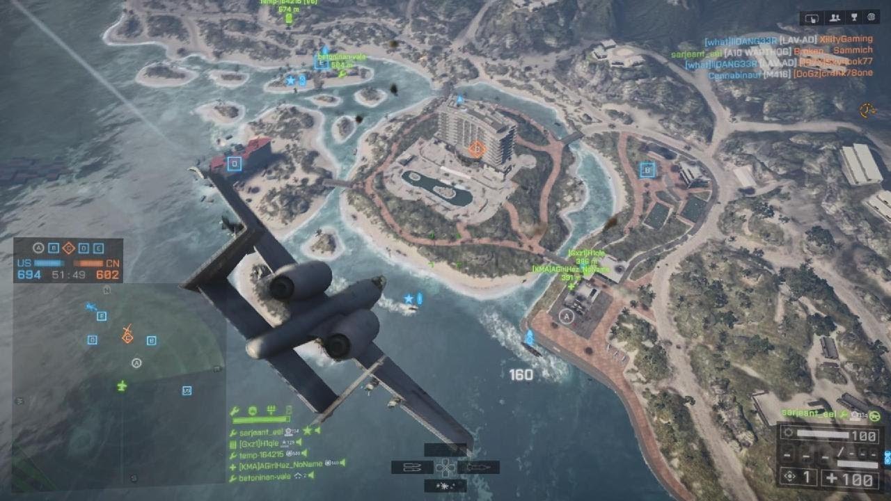 Battlefield 4: 35 killstreak in the A10 Warthog on Hainan Resort
