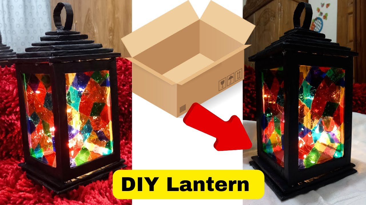 DIY Ramadan Lantern Using Cardboard/How to make lantern from cardboard ...
