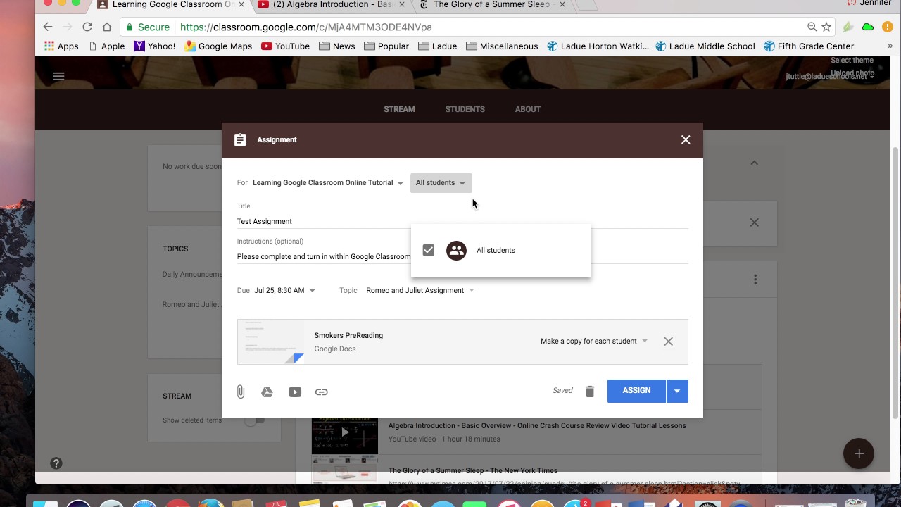 Google Classroom Navigating the Stream - YouTube