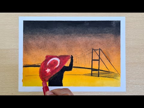 15 temmuz resmi çizimi pastel boya çalışmaları